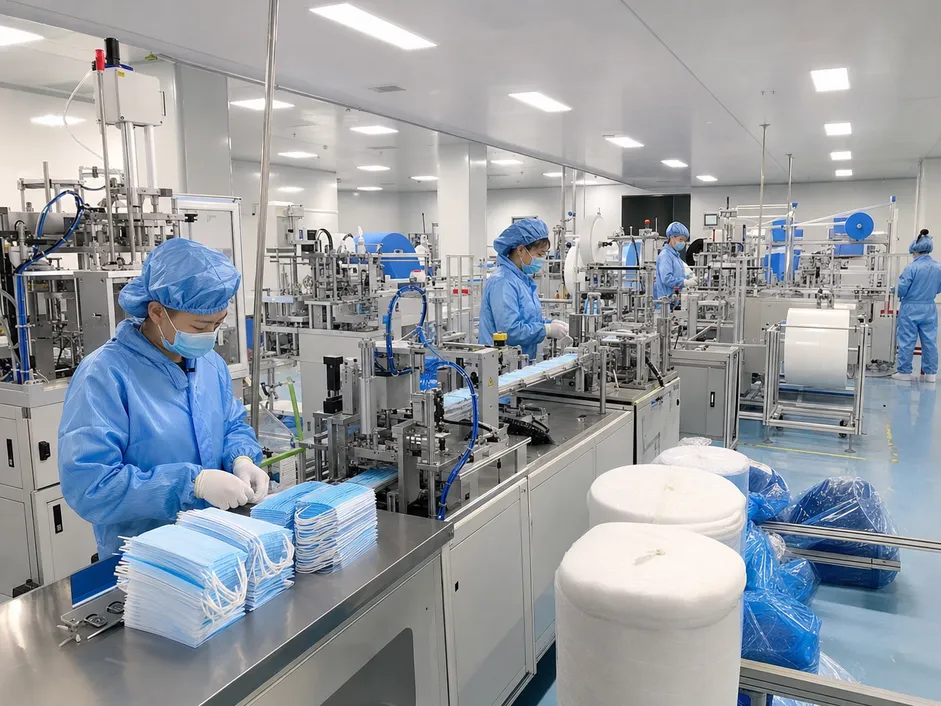 Eztio cleanroom production facility with automated mask manufacturing lines