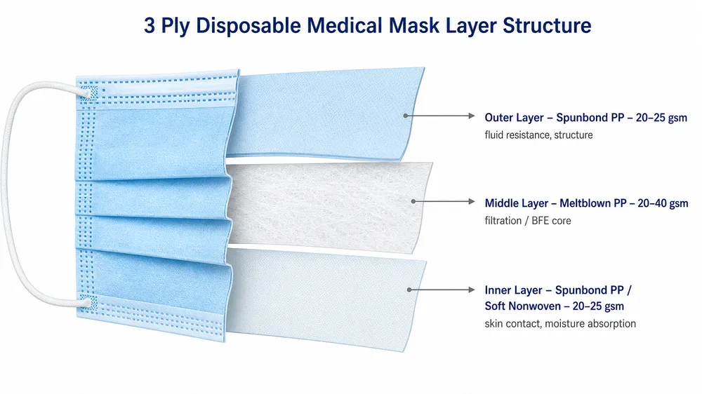 3 Ply Disposable Medical Mask Specification Breakdown: What Each Layer Does and Why It Matters