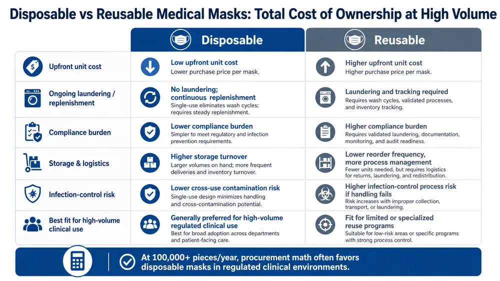 Disposable vs Reusable Medical Masks: Which Cuts Total Cost for High-Volume Clinical Use