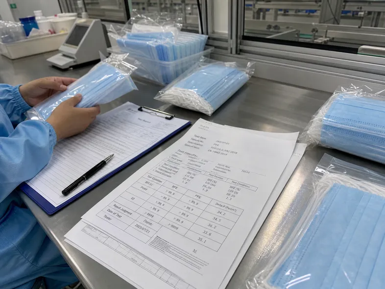 Batch-level BFE and PFE test reports generated during outgoing quality inspection