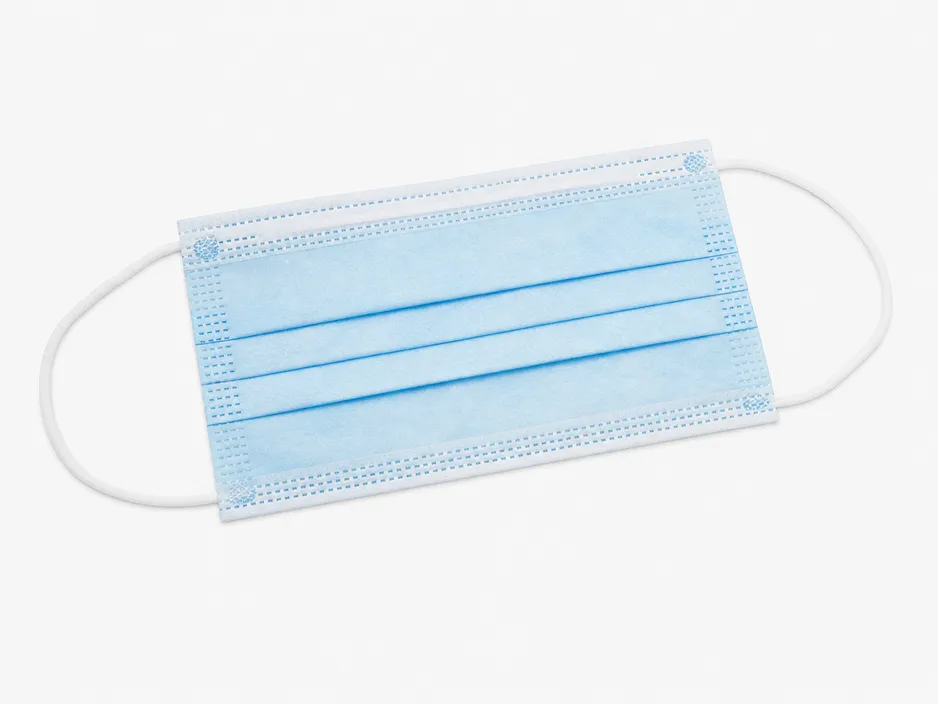 Ear loop disposable medical mask — 3-ply flat-fold design with elastic ear loops