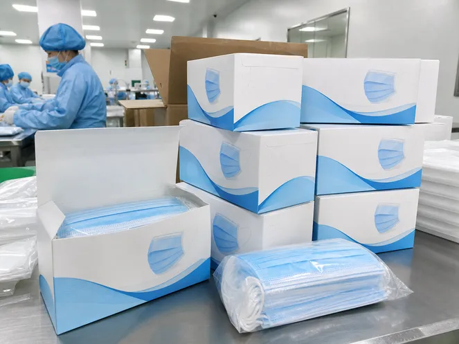 Private-label medical mask packaging with custom branding on certified product