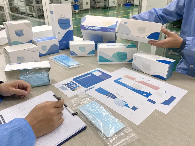Custom OEM packaging artwork and retail-ready box formats for medical masks