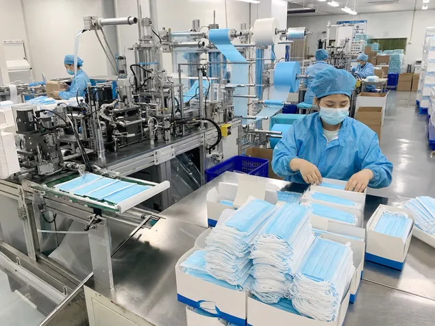 Private label medical mask production line with in-house packaging