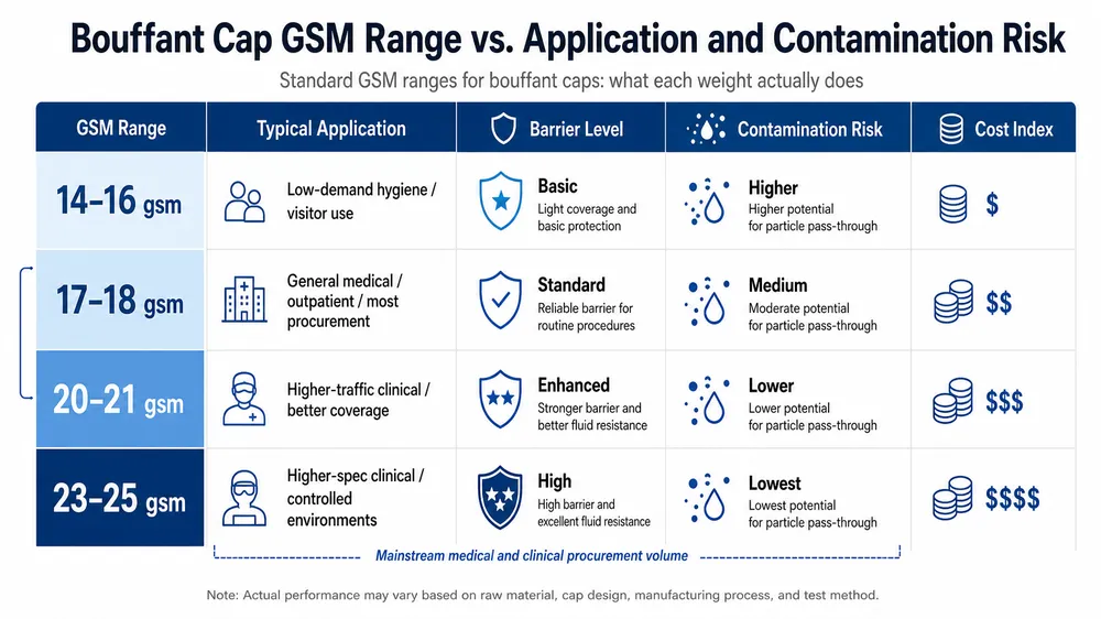 Bouffant Cap Nonwoven GSM Explained: What Fabric Weight Means for Contamination Control, Compliance, and Cost per Unit
