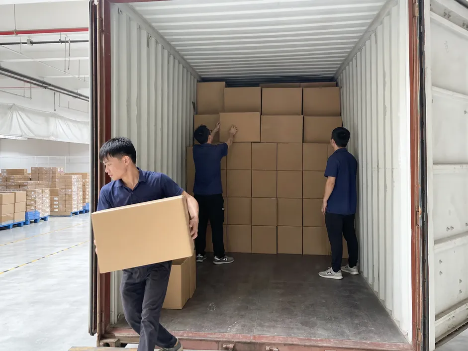 Bouffant cap cartons loaded efficiently in shipping container