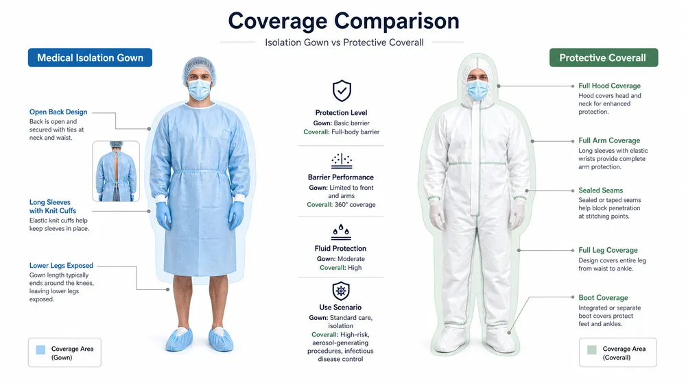 Medical Isolation Gown vs Protective Coverall: Which PPE Is Right for Your Facility Risk Level?