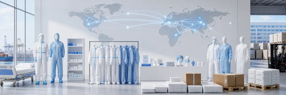 Global distribution and market segments for disposable medical protective clothing