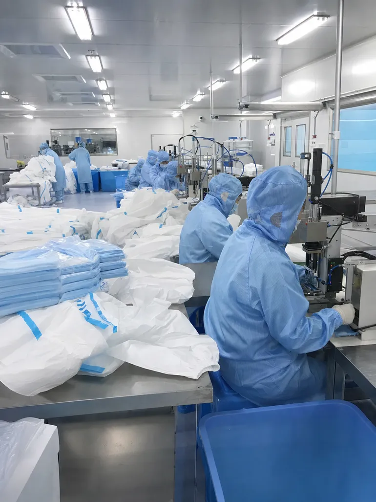 ISO 8 cleanroom production environment for medical protective clothing manufacturing