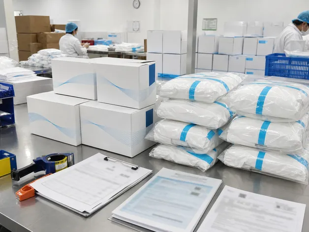 Private label protective clothing packaging with custom branding and documentation