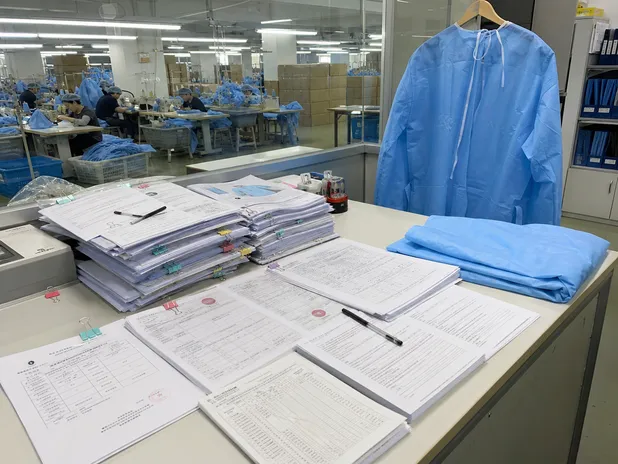 Certification documentation and compliance paperwork for medical isolation gown import