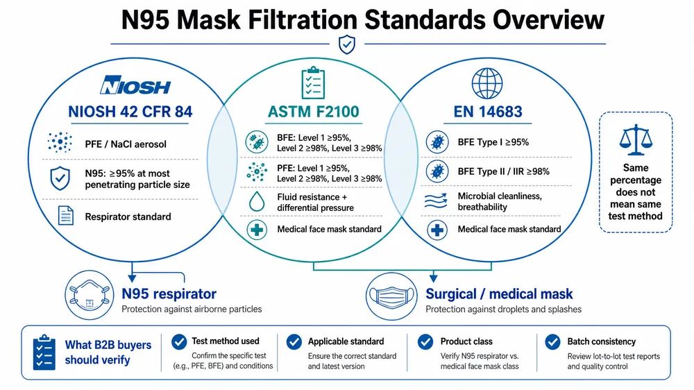 N95 Mask Filtration Efficiency: PFE vs BFE Testing, Standards, and What the Numbers Mean for B2B Buyers
