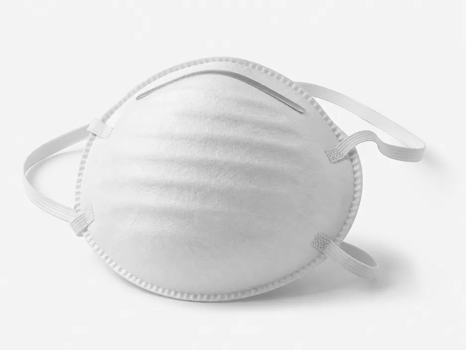 Disposable N95 medical mask — cup-shaped respirator with adjustable nose wire and elastic headband, factory-direct from eztio