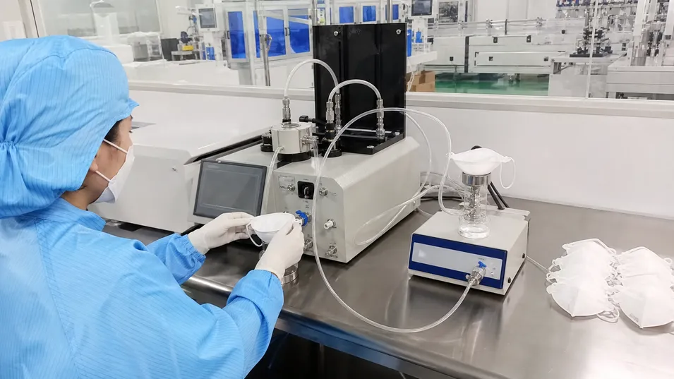 In-house PFE and BFE filtration testing equipment for N95 respirators