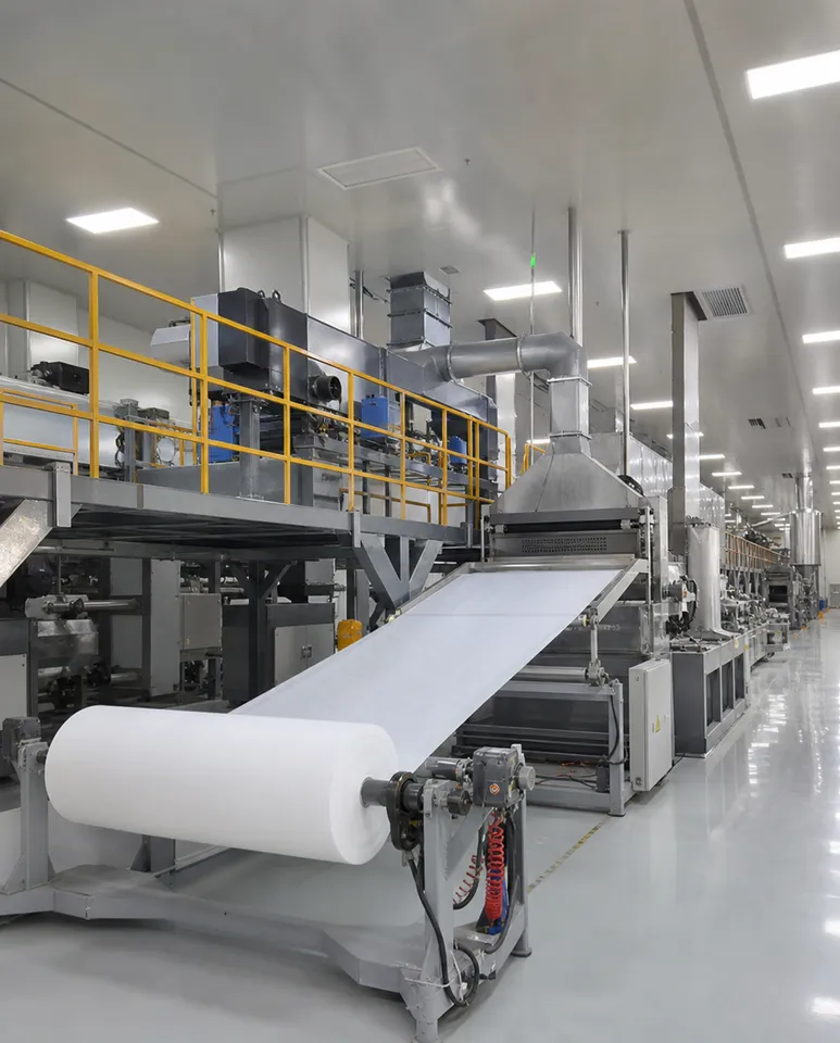 In-house meltblown nonwoven fabric production line for N95 filtration layers
