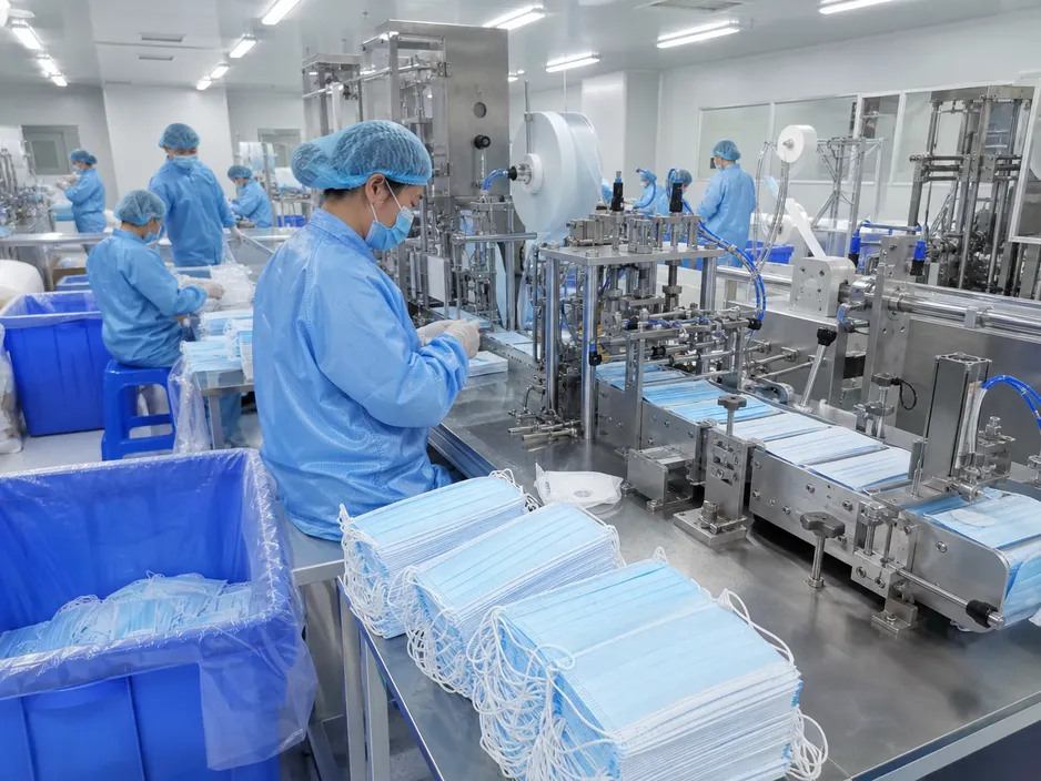 eztio medical mask OEM production line in ISO cleanroom environment