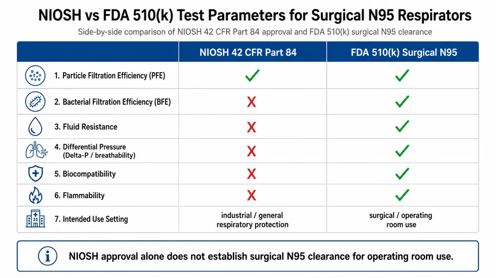 N95 Surgical Medical Mask Dual Certification: NIOSH + FDA 510(k) Requirements for OR Use