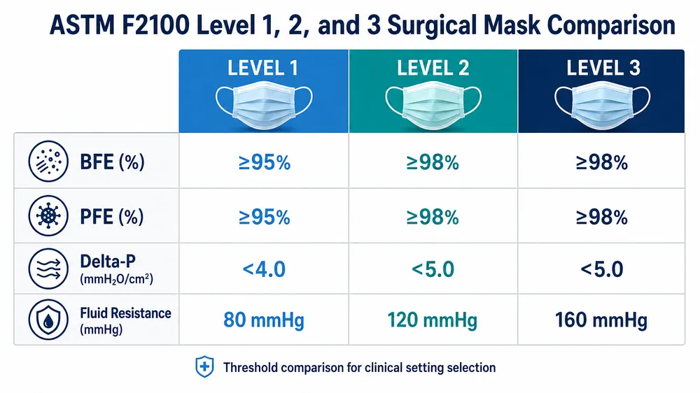 ASTM F2100 Level 1, 2, and 3 Surgical Masks: Which Level Fits Your Clinical Setting