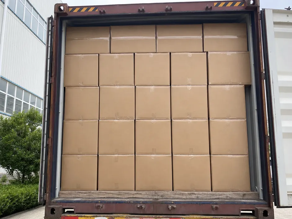 Surgical mask cartons loaded efficiently inside a shipping container